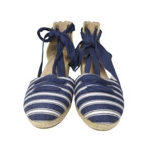 Charter Club NEW Maritzaa Navy White Espadrilles Wedge Sandals SZ 9.5